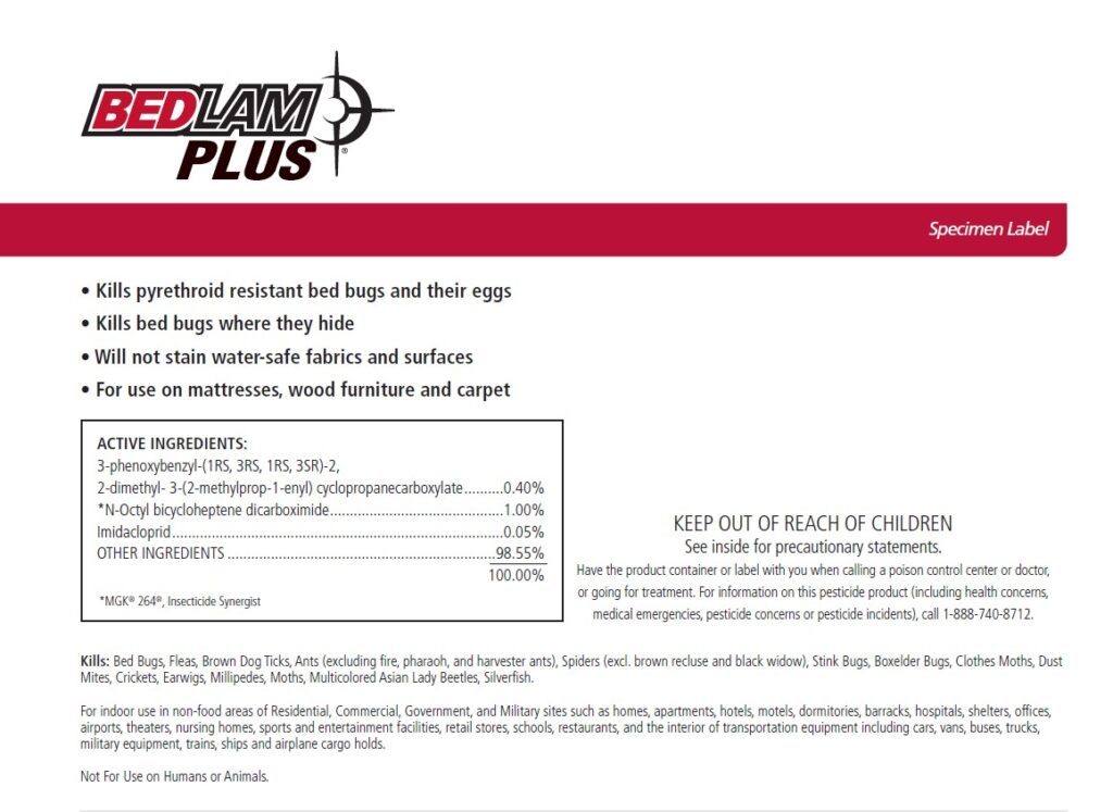Bedlam Plus Aerosol product label