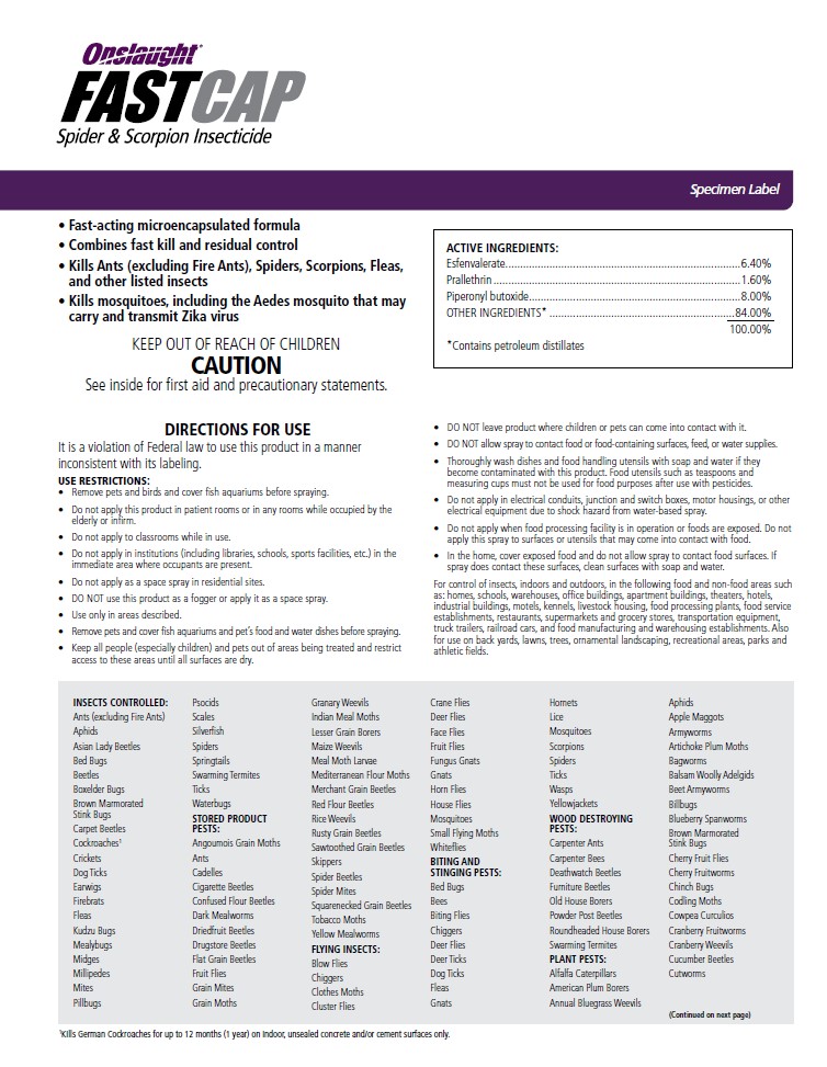 Onslaught FastCap insecticide product label